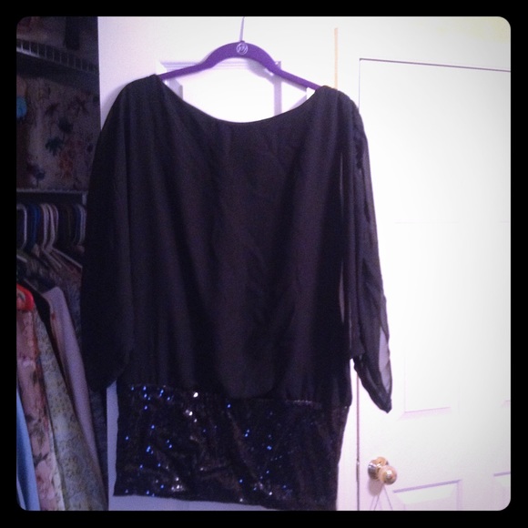 Arden B Tops - Arden B Chiffon Top With Sequin Bottom